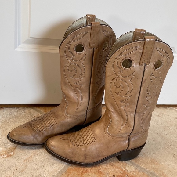 ACME Other - Acme cowboy boots Mens Size 10.5D blonde/Tan leather embroidered Western Work